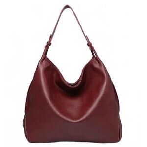 NEW JEN & CO. women's vegan leather rustic handbag in burgundy
